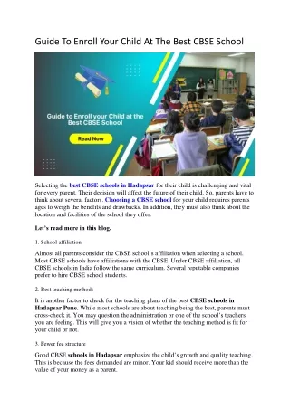 Guide To Enroll Your Child At The Best CBSE School