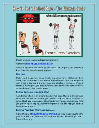 French Press Exercises