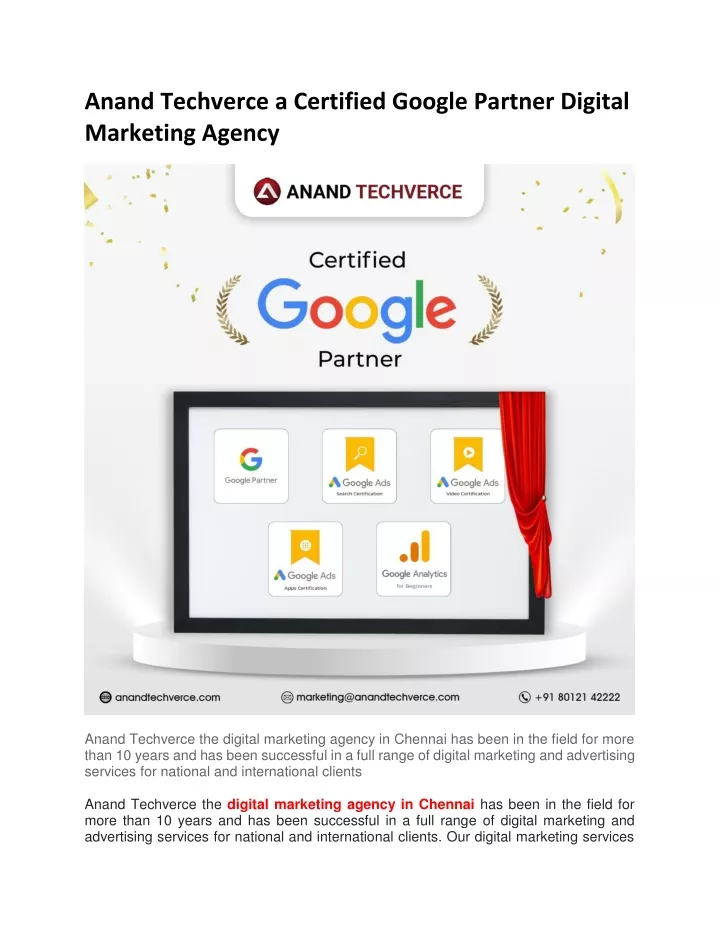 anand techverce a certified google partner