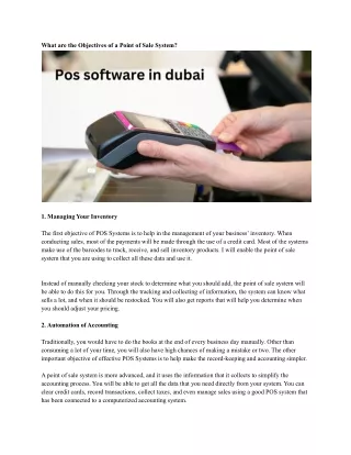 what are the objectives of a point of sale system