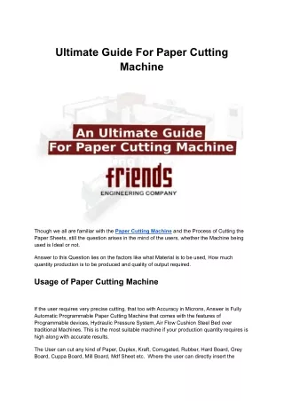 ultimate guide for paper cutting machine