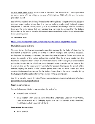sodium polyacrylate market was foreseen