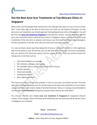Acne Scar Treatment Singapore | Certified Aesthetic