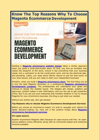 building a magento ecommerce website design takes