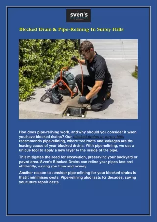 blocked drain pipe relining in surrey hills