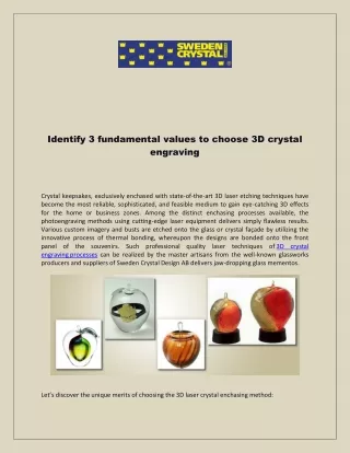 Identify 3 fundamental values to choose 3D crystal engraving