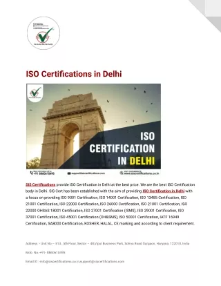 iso certifications in delhi