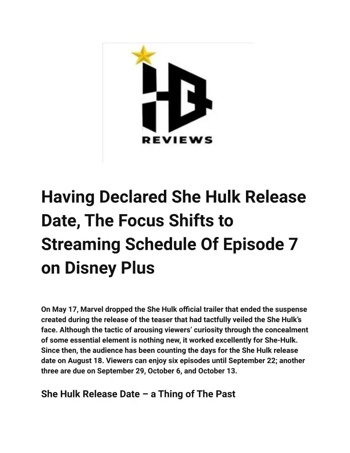 having declared she hulk release date the focus