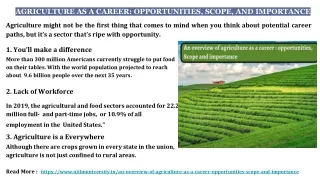 AGRICULTURE AS A CAREER_ OPPORTUNITIES, SCOPE, AND IMPORTANCE