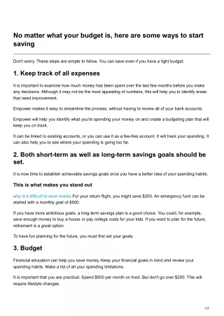 No matter what your budget is here are some ways to start saving