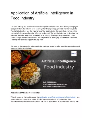 application of artificial intelligence in food