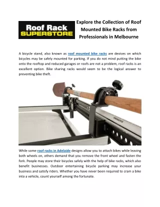 Explore the Collection of Roof Mounted Bike Racks from Professionals in Melbourne
