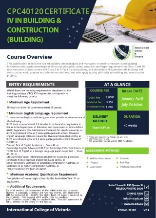 Certificate in Building and Construction Course in Victoria