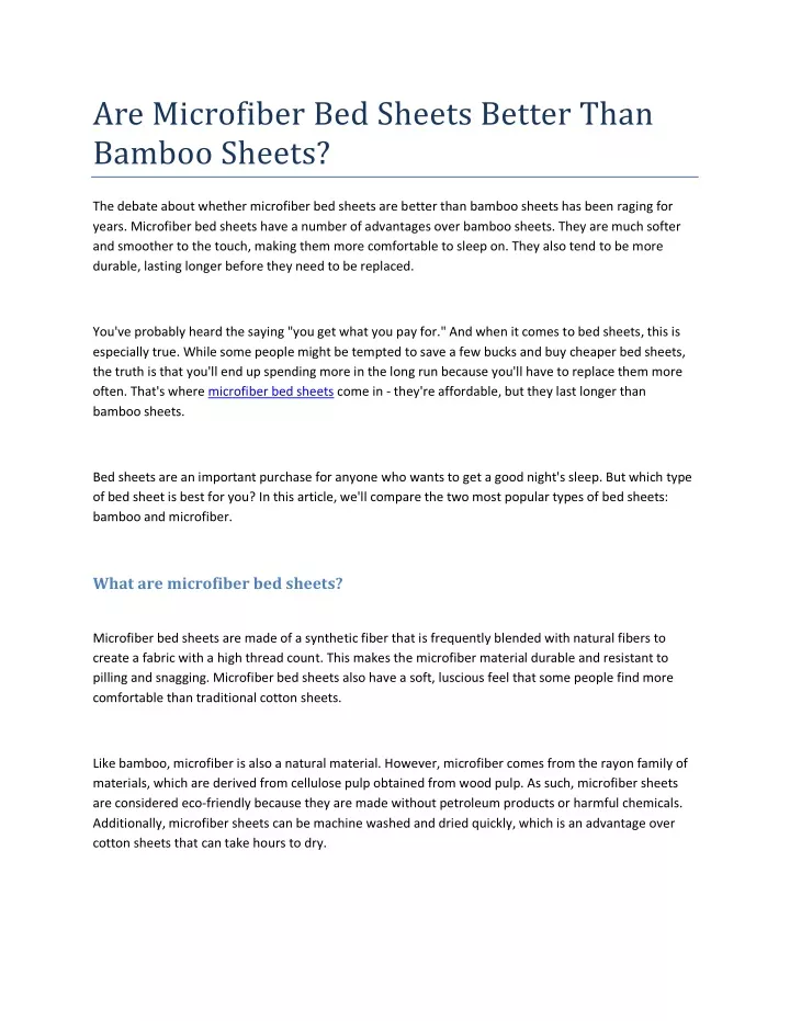 are microfiber bed sheets better than bamboo