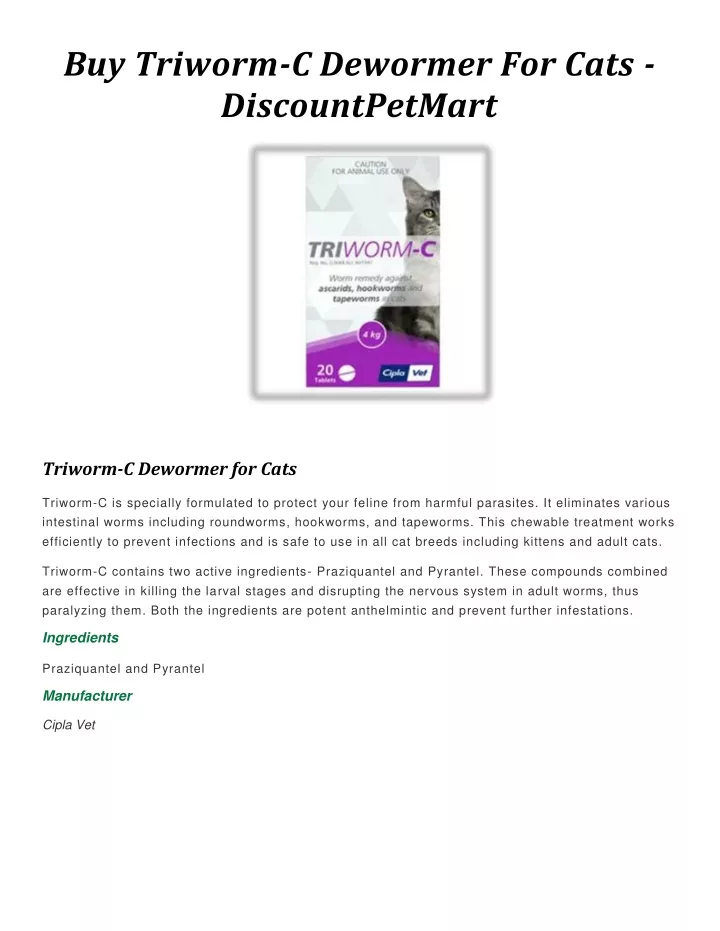 buy triworm c dewormer for cats discountpetmart