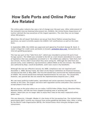 How Safe Ports and Online Poker Are Related