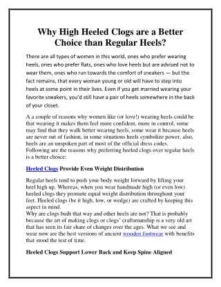 Why High Heeled Clogs are a Better Choice than Regular Heels?