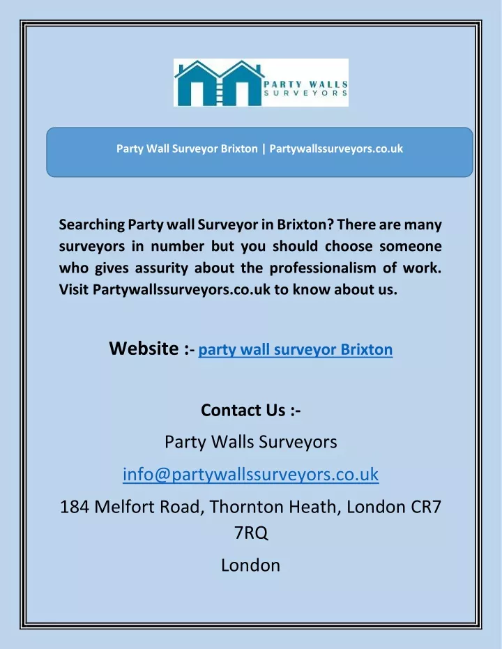 party wall surveyor brixton partywallssurveyors