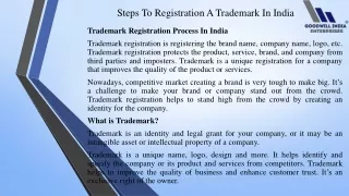 Steps To Registration A Trademark In India - Goodwill filings - Good Will Filing