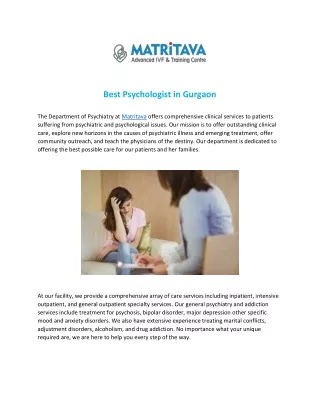 Best Psychologist in Gurgaon