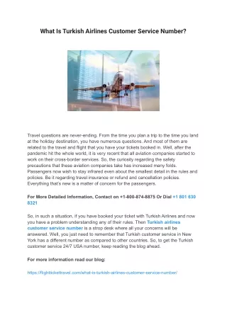 What Is Turkish Airlines Customer Service Number?