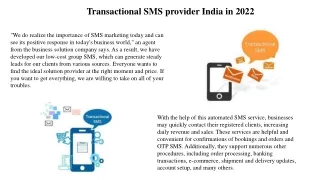 Transactional SMS Provider in iNdia