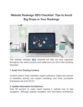 website redesign seo checklist tips to avoid