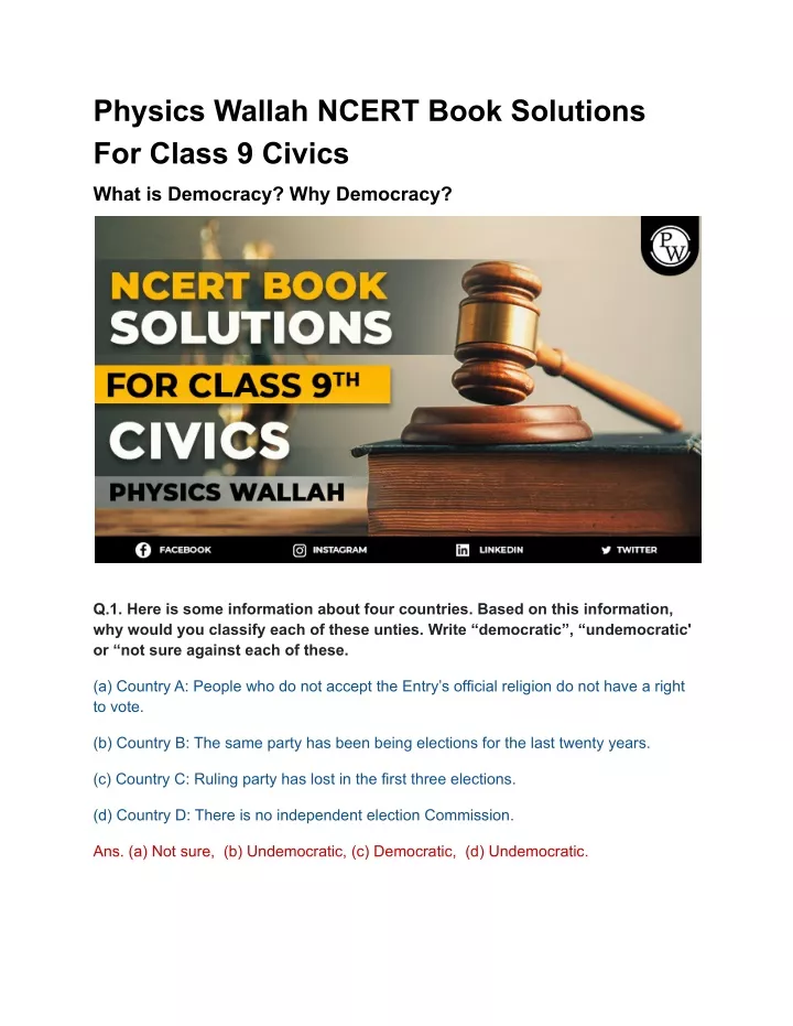 physics wallah ncert book solutions for class