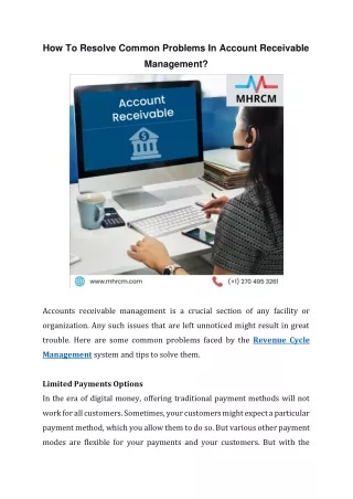 How To Resolve Common Problems In Account Receivable Management?