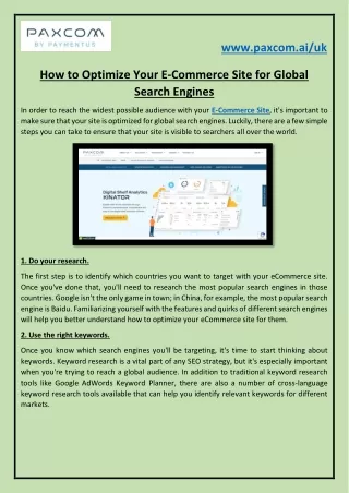 How to Optimize Your E-Commerce Site for Global Search Engines