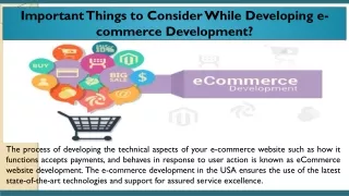 important things to consider while developing