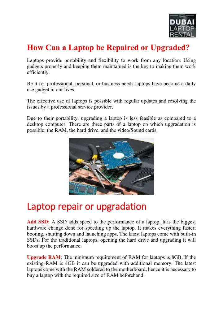 how can a laptop be repaired or upgraded