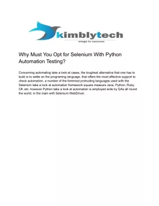Why Must You Opt for Selenium With Python   Automation Testing