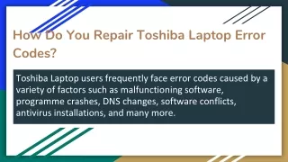 how do you repair toshiba laptop error codes