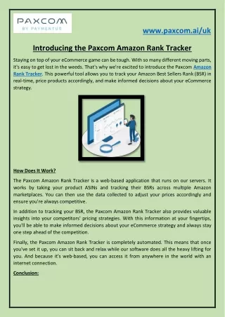 Introducing the Paxcom Amazon Rank Tracker