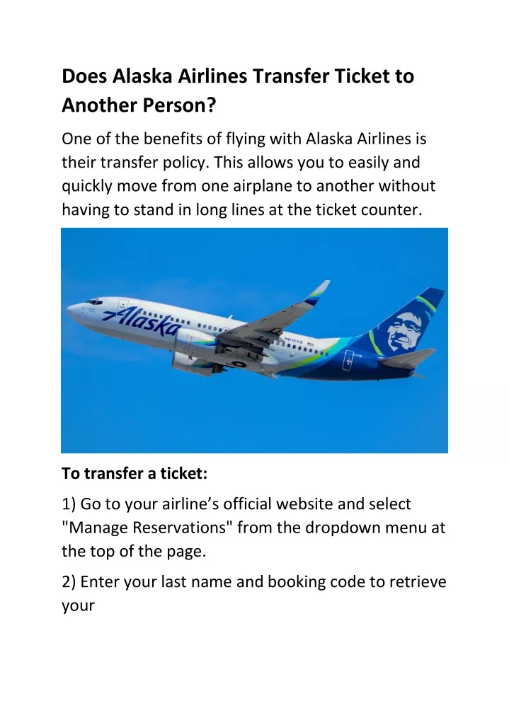 does alaska airlines transfer ticket to another