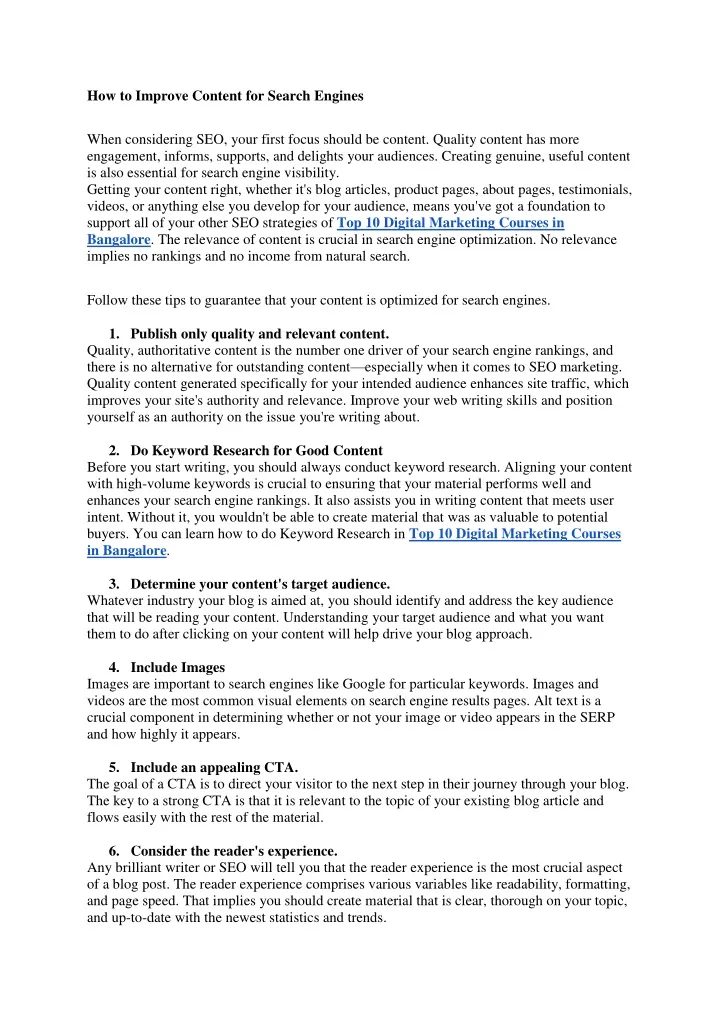 how to improve content for search engines