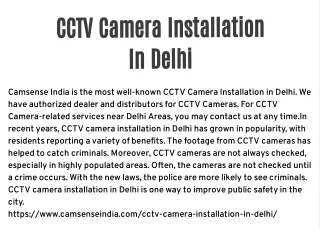 CCTV Camera Installation In Delhi