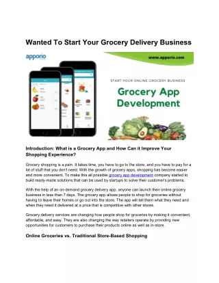 Wanted To Start Your Grocery Delivery Business