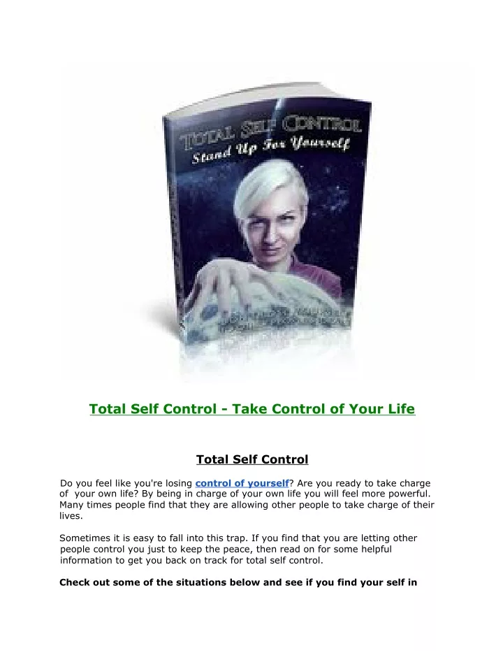 total self control take control of your life