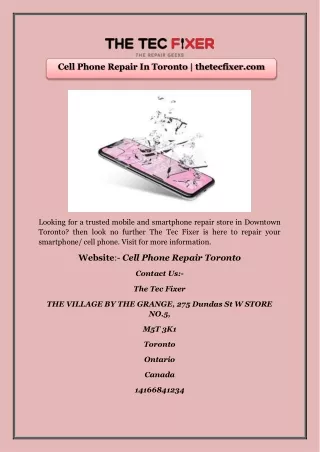 Cell Phone Repair In Toronto | thetecfixer.com