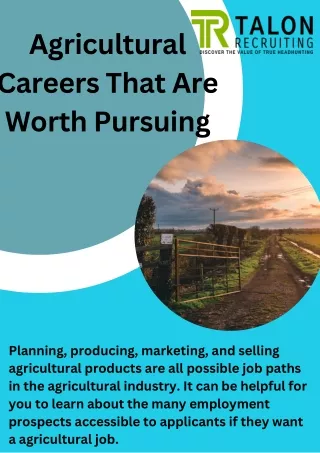 Agricultural Careers That Are Worth Pursuing