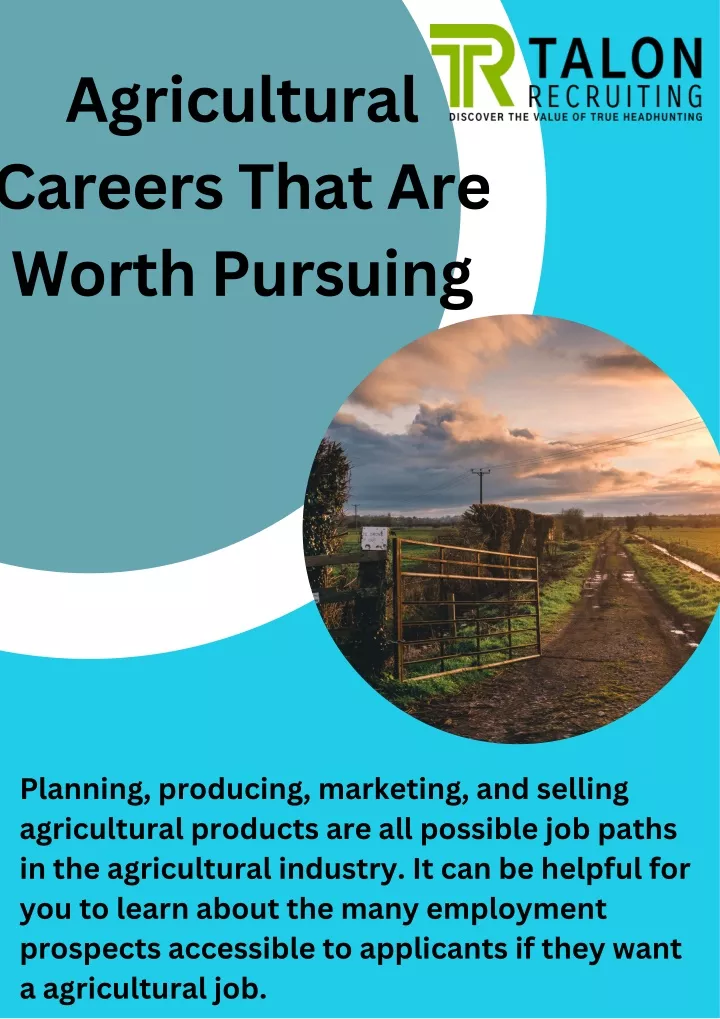 agricultural careers that are worth pursuing