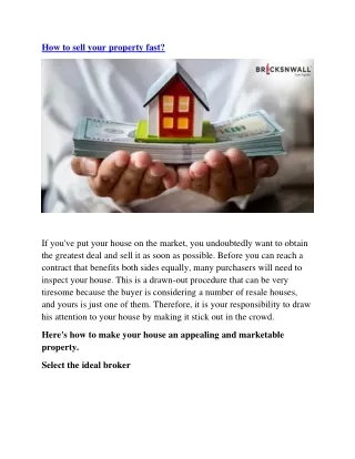 How to sell your property fast