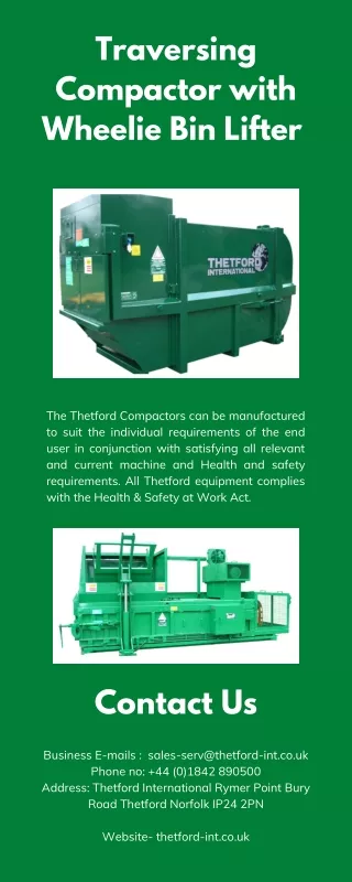 traversing compactor with wheelie bin lifter