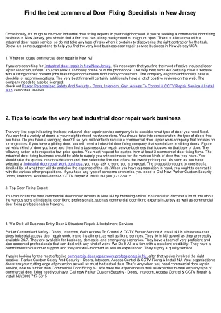  Discover the best  industrial Door Repair Experts in NJ