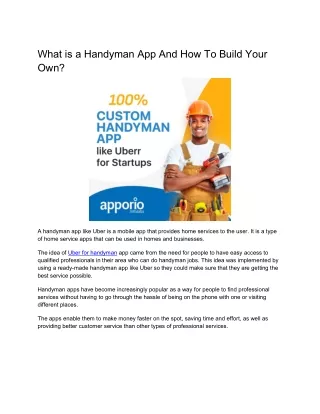 what is a handyman app and how to build your own