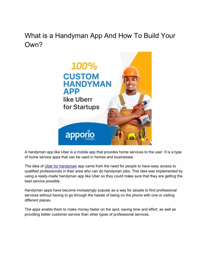 what is a handyman app and how to build your own