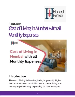 Cost of Living in Mumbai with all Monthly Expenses Details
