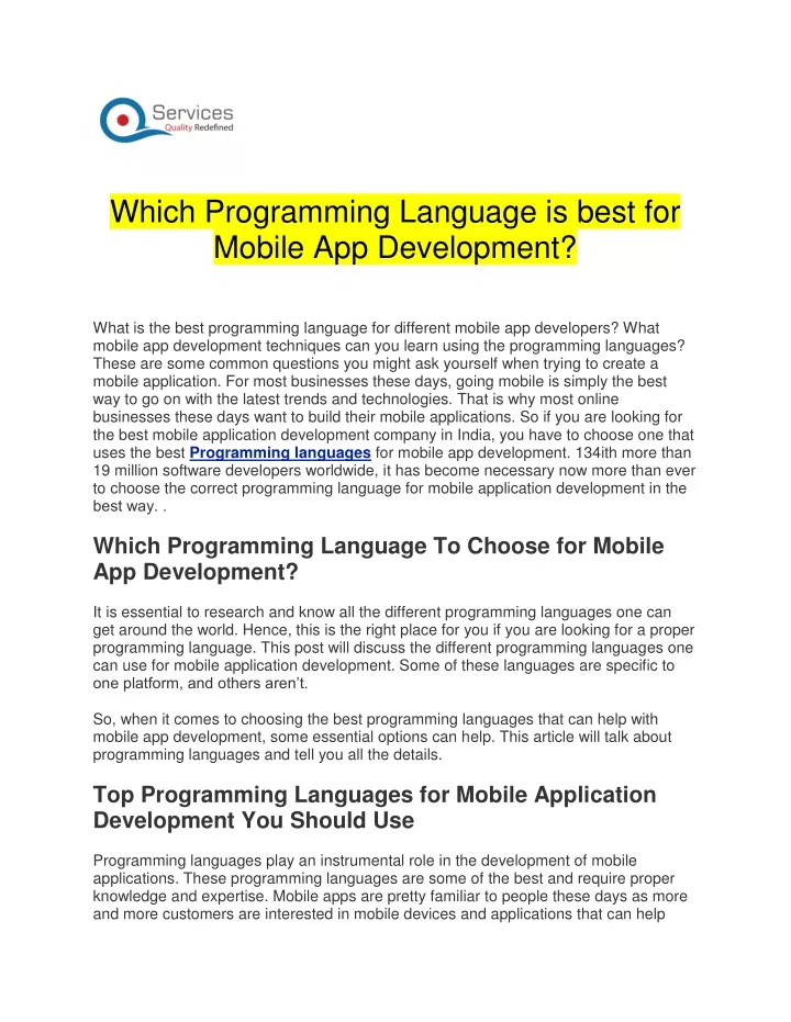 which programming language is best for mobile